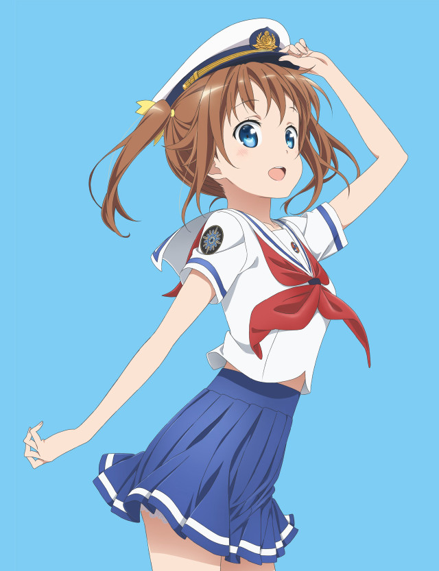 Girl sailor outfit holding hat free wallpaper for mobile - medium preview image