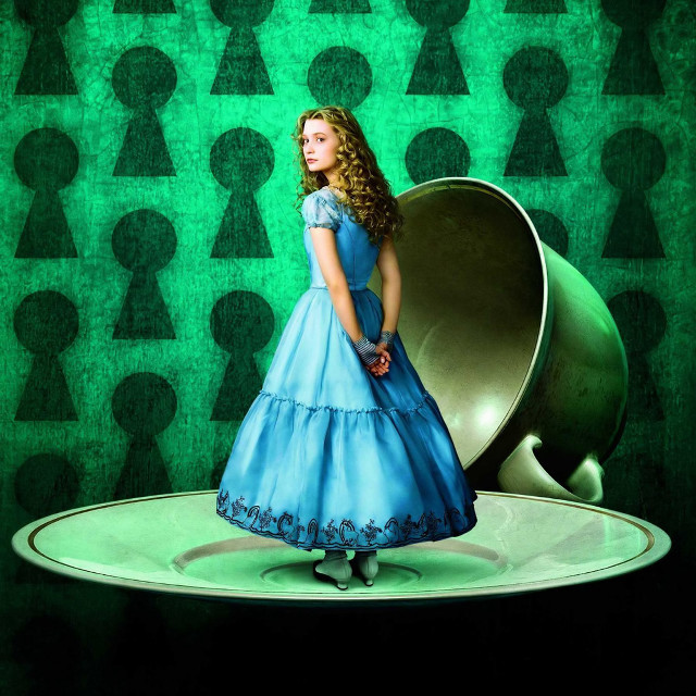 Woman blue dress green background free wallpaper for tablet - medium preview image