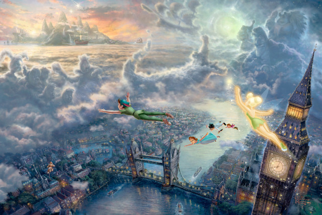 Fairy flying city clocktower ledged free wallpaper for desktop - medium preview image