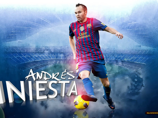 Man kicking soccerball blue red free wallpaper for desktop - medium preview image