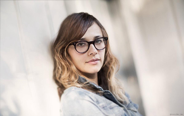 Woman glasses denim shirt portrait free wallpaper for desktop - medium preview image