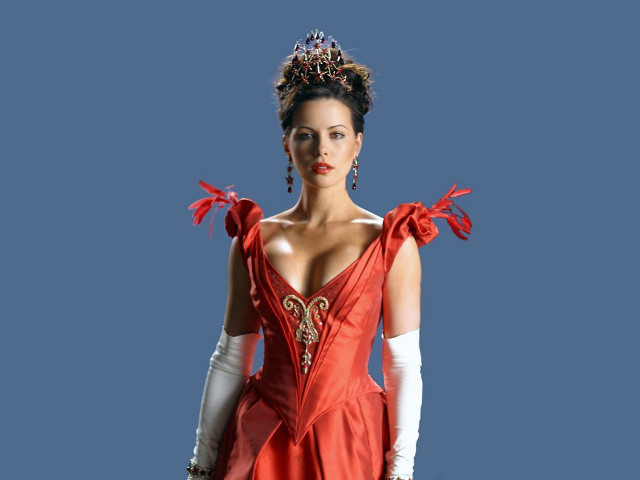 Woman red dress gloves tiara free wallpaper for desktop - medium preview image