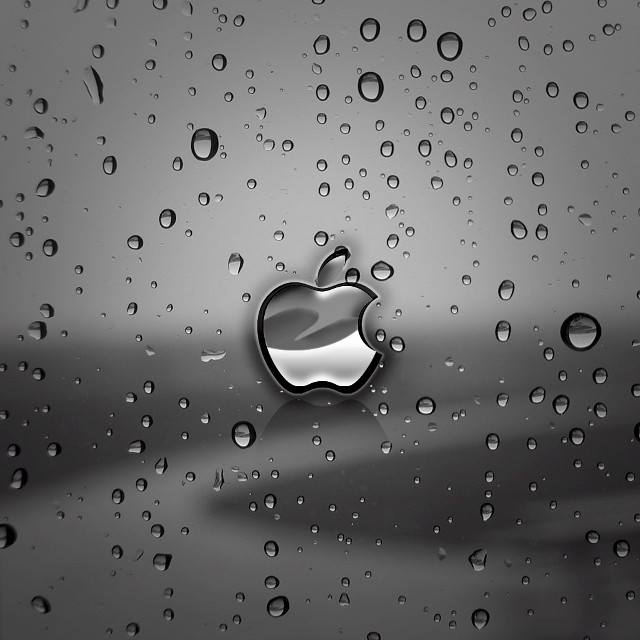 Black white apple logo rainy free wallpaper for tablet - medium preview image