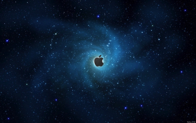 Apple logo galaxy stars blue free wallpaper for desktop - medium preview image