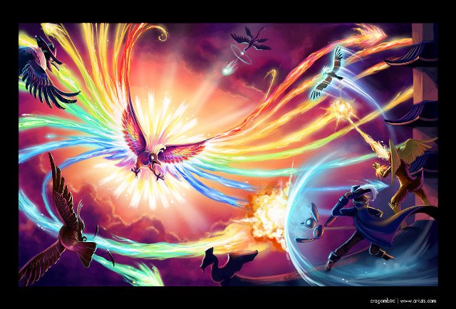 Bird flying fire smoke painting free wallpaper for desktop - medium preview image