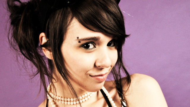 Woman cat ear necklace purple free wallpaper for desktop - medium preview image