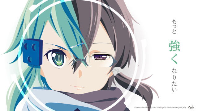 Anime bluehair greeneyes scarf official free wallpaper for desktop - medium preview image