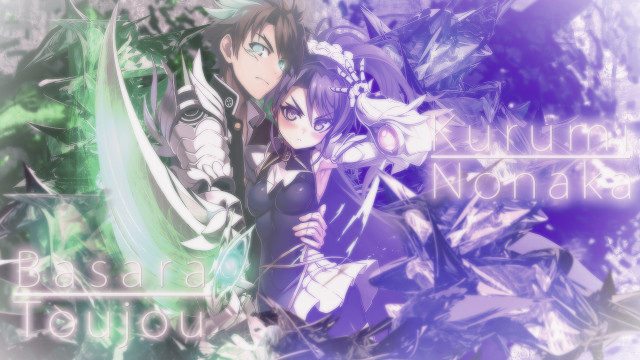 Anime couple purple hair green free wallpaper for desktop - medium preview image