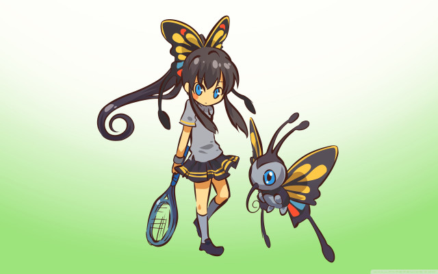 Cartoon girl butterfly head bug free wallpaper for desktop - medium preview image