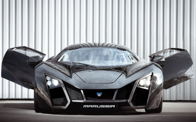 Black sports car metal wall free wallpaper for desktop - medium preview image