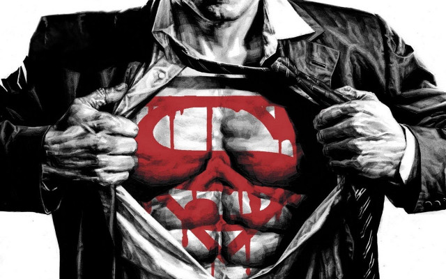 Man black jacket red superman free wallpaper for desktop - medium preview image