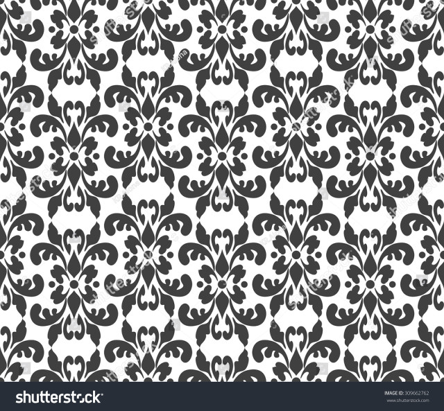 Black white damask pattern large #7 free wallpaper for tablet - medium preview image