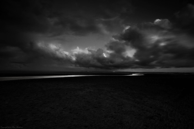 Cloudy sky black white water free wallpaper for desktop - medium preview image