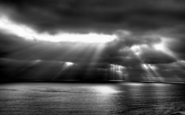 Sunlight clouds ocean boat black free wallpaper for desktop - medium preview image