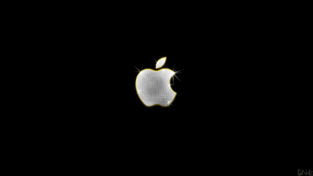 Black background apple logo white free wallpaper for desktop - medium preview image