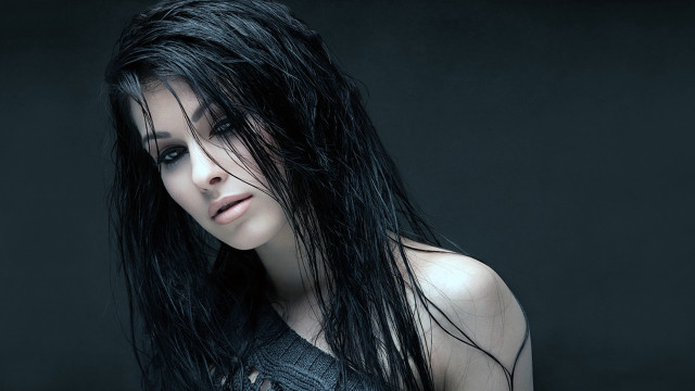 Woman long black hair wind free wallpaper for desktop - medium preview image