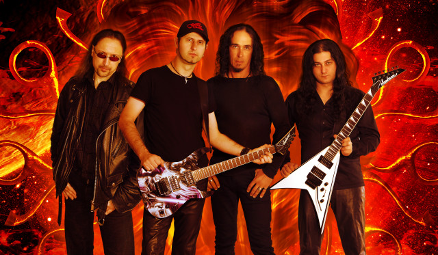 Men guitars red background swirls free wallpaper for desktop - medium preview image