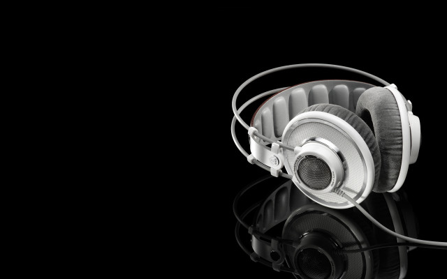 Headphones cord black background reflection free wallpaper for desktop - medium preview image