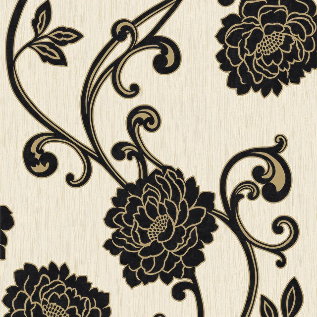 Black white flower pattern swirl free wallpaper for tablet - medium preview image