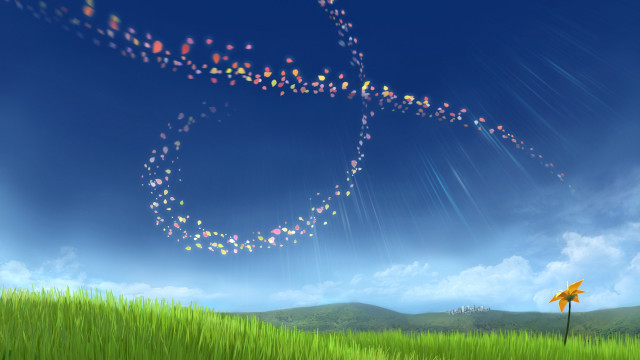 Kite flying sky field grass free wallpaper for desktop - medium preview image