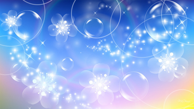 Colorful bubbles stars rainbow background free wallpaper for desktop - medium preview image