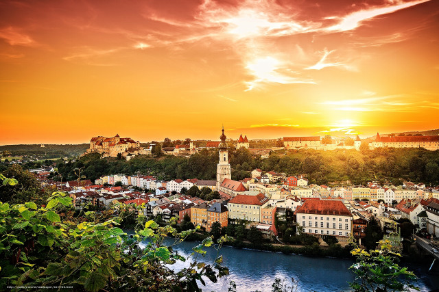 City river sunset clouds sky free wallpaper for desktop - medium preview image