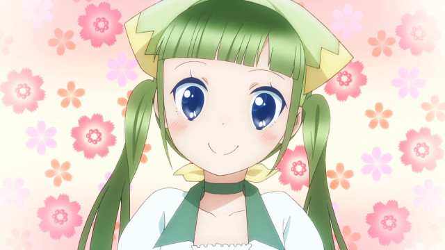 Green hair girl flower background free wallpaper for desktop - medium preview image