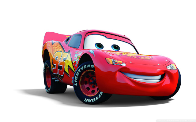 Cartoon smiling character red car free wallpaper for desktop - medium preview image