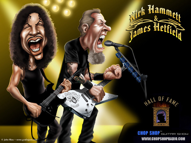 Caricature two men guitars singing free wallpaper for desktop - medium preview image
