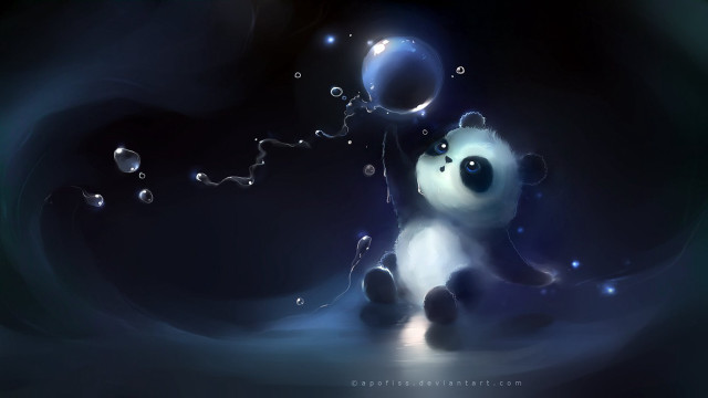 Panda bear bubbles floating air #3 free wallpaper for desktop - medium preview image