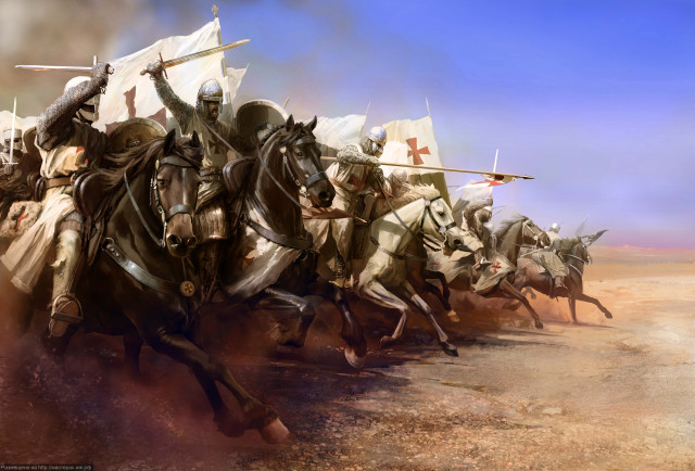 Antipodeans medieval horsemen flags swords free wallpaper for desktop - medium preview image
