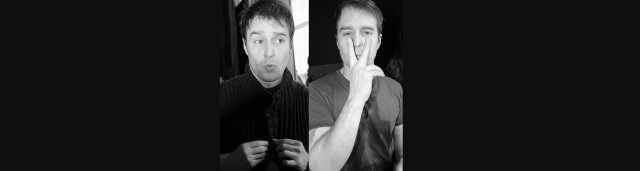 Two men making faces black free wallpaper for desktop - medium preview image