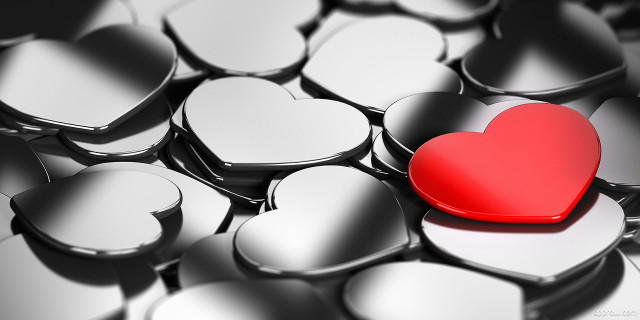 Red heart silver hearts red free wallpaper for desktop - medium preview image