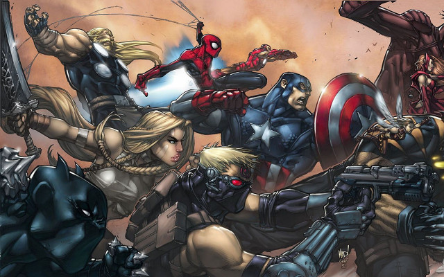 Avengers characters guns hands action free wallpaper for desktop - medium preview image