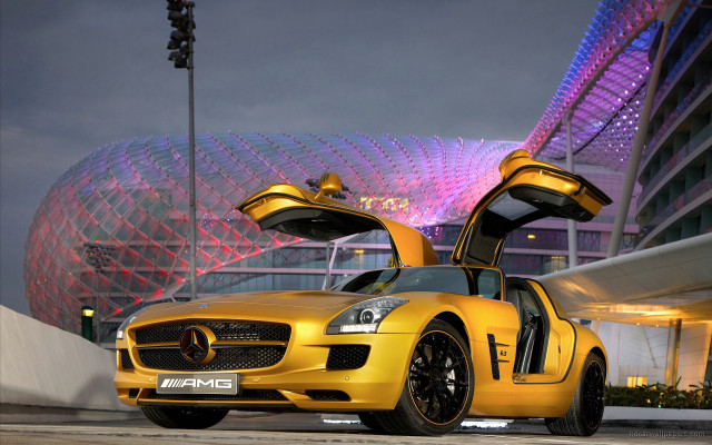 Yellow sports car open doors #2 free wallpaper for desktop - medium preview image