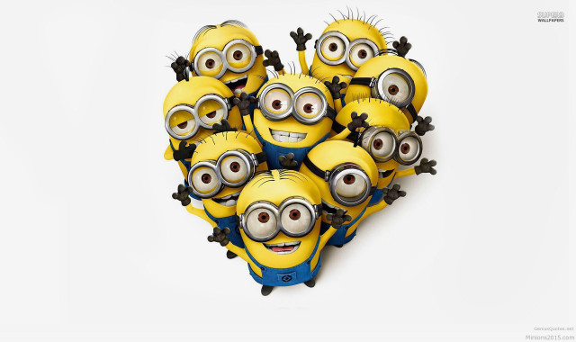Minion heart arrangement white background #2 free wallpaper for desktop - medium preview image