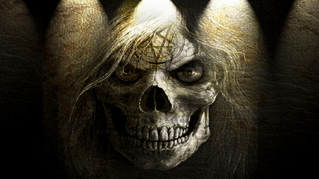 Creepy skull three lights creepy free wallpaper for desktop - medium preview image
