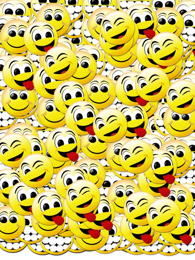 Yellow smiley faces group expressions free wallpaper for mobile - medium preview image