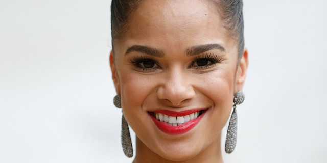 Woman red lipstick large earrings free wallpaper for desktop - medium preview image