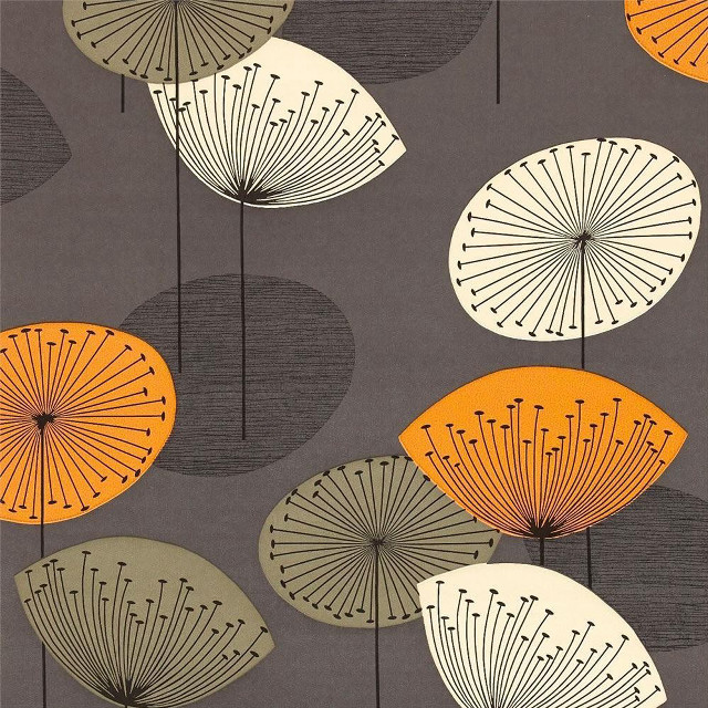 Umbrellas pattern gray background orange free wallpaper for tablet - medium preview image
