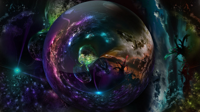 Colorful sphere person sky stars free wallpaper for desktop - medium preview image