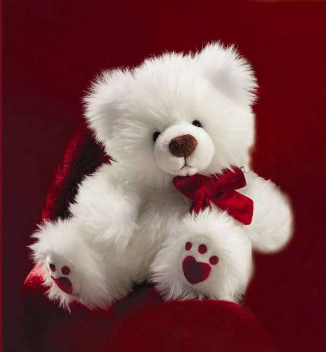 White teddy bear red bow free wallpaper for tablet - medium preview image
