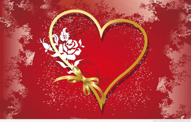 Heart gold ribbon flowers decoration free wallpaper for desktop - medium preview image