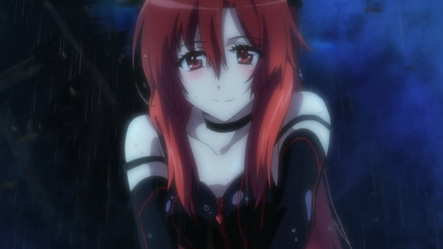 Redhair blackdress rainy night blush free wallpaper for desktop - medium preview image