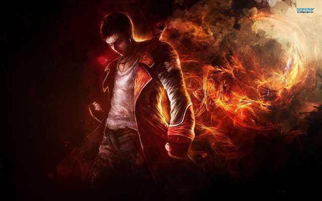 Man leather jacket fire background free wallpaper for desktop - medium preview image