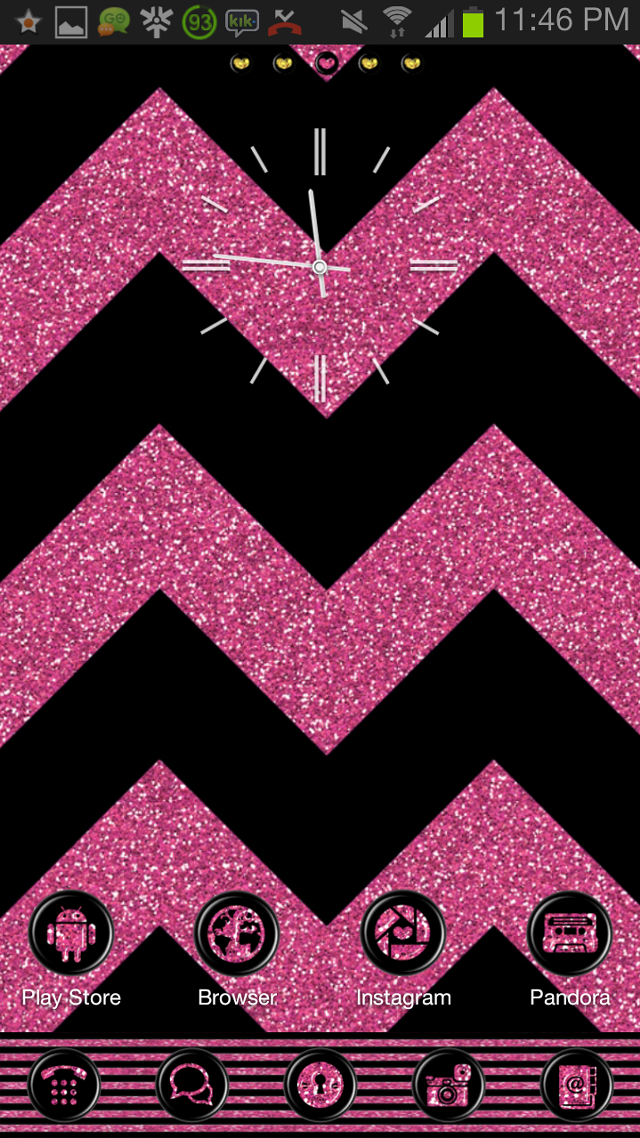 Pink clock chevrons black white free wallpaper for mobile - medium preview image