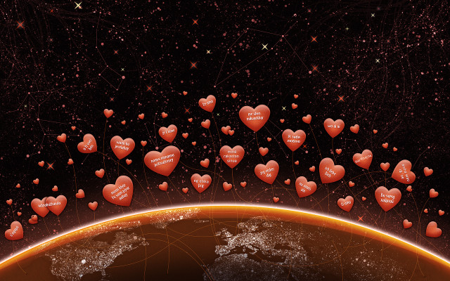 Hearts floating earth space stars #2 free wallpaper for desktop - medium preview image