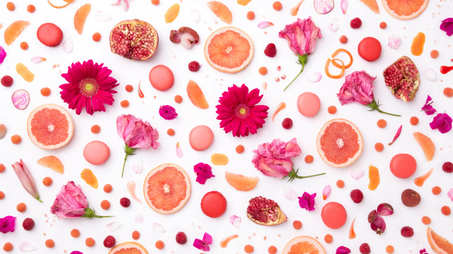 Fruit flowers table white surface free wallpaper for desktop - medium preview image