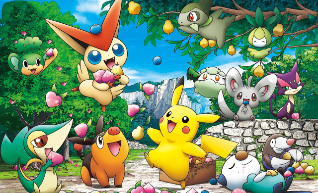 Pokemon park starters trees stonewall free wallpaper for desktop - medium preview image