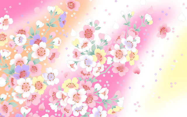 Colorful background flowers stars rainbow free wallpaper for desktop - medium preview image